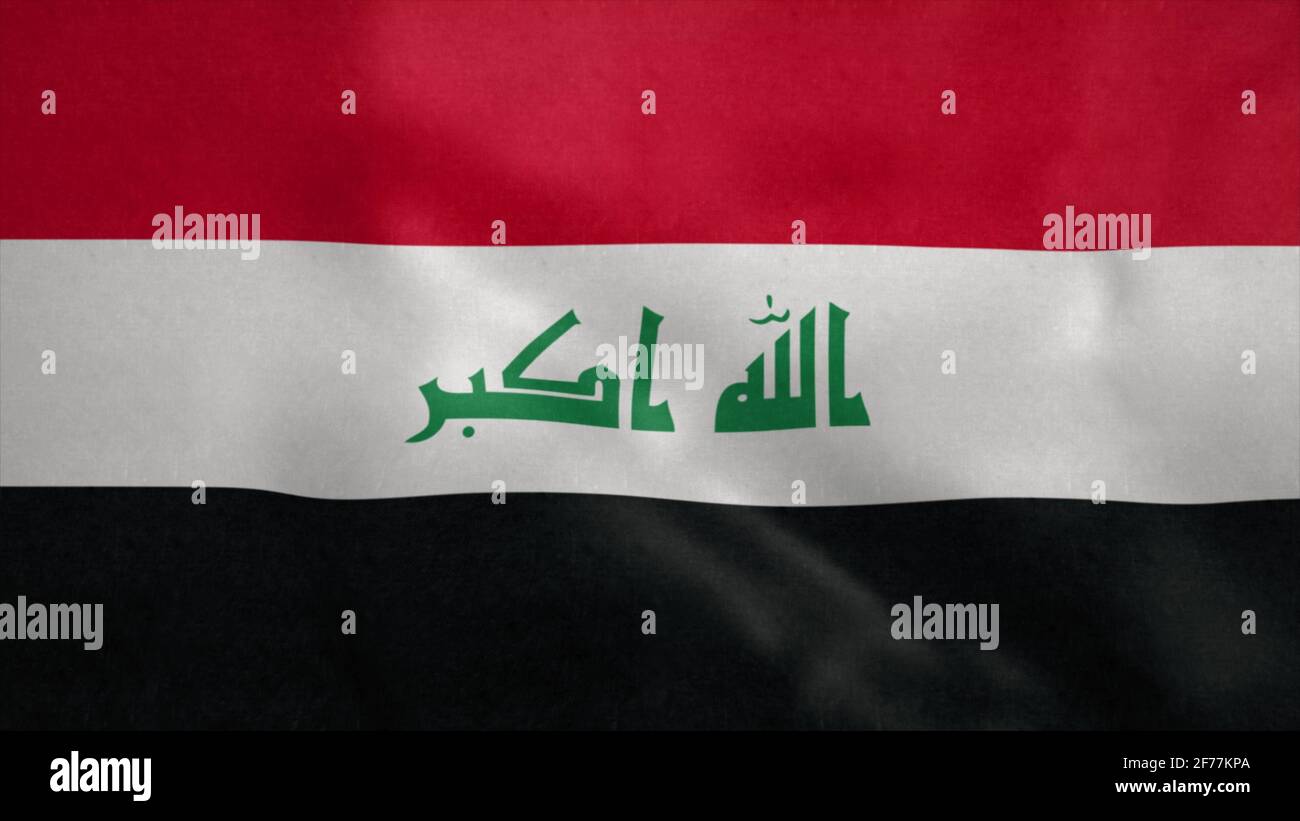 Die Nationalflagge des Irak weht im Wind. 3d-Rendering Stockfoto