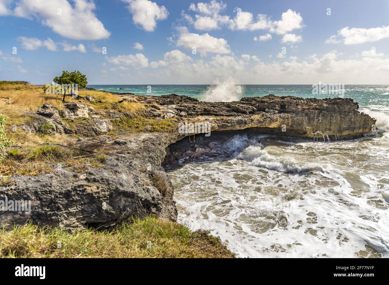Frankreich, Karibik, Französisch-Westindien, Guadeloupe, Insel La Désirade, Beausejour, Blick auf die Küste der Südspitze der Insel Stockfoto