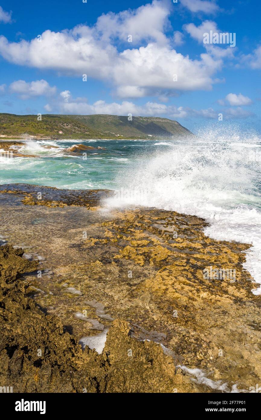 Frankreich, Karibik, Französisch-Westindien, Guadeloupe, Insel La Désirade, Beausejour, Blick auf die Küste der Südspitze der Insel Stockfoto