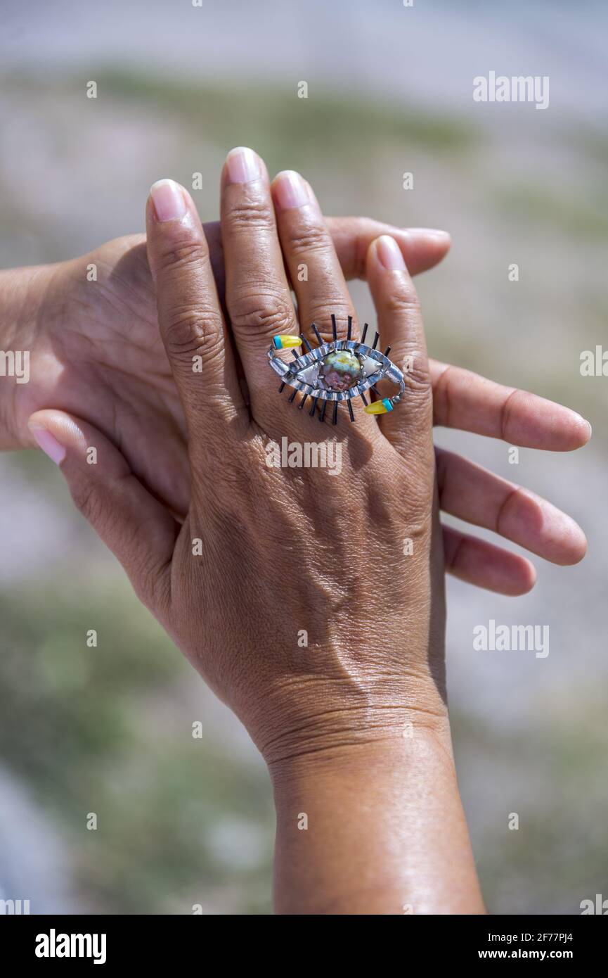 Frankreich, Karibik, Französisch-Westindien, Guadeloupe, Insel La Désirade, Grande Anse, Schaffung des Lapidarischen Workshops Dési'Jaspe Stockfoto