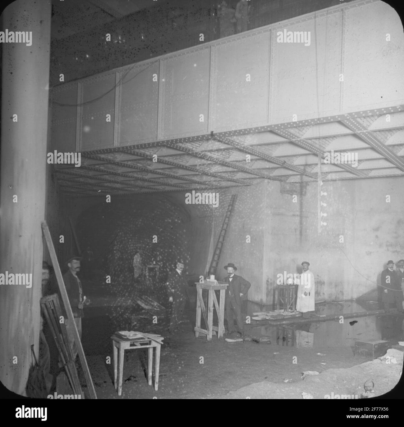 Der Bau der U-Bahn in Paris 1899-1911. „Le Métro de Paris“. Stockfoto