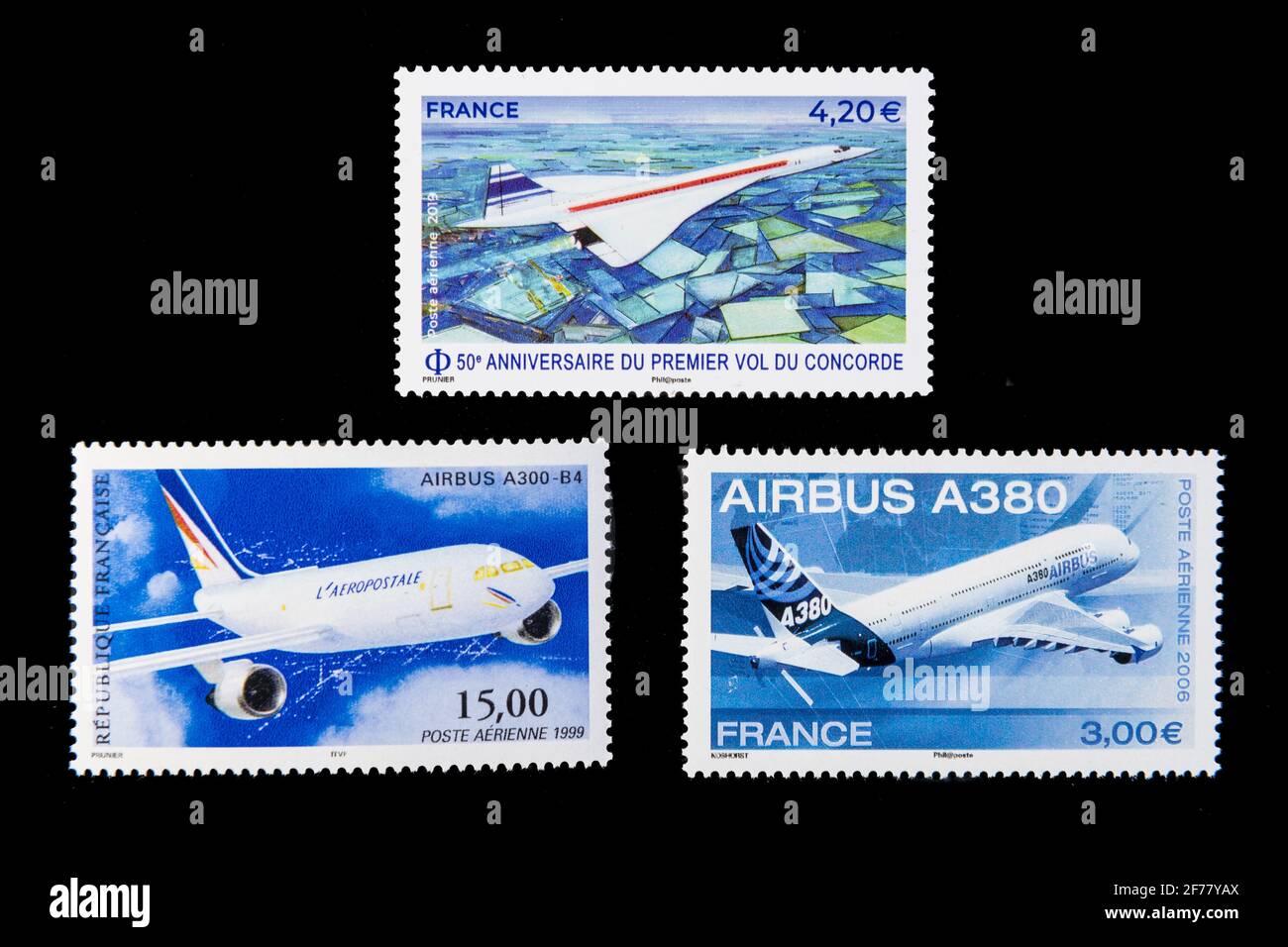 Frankreich, Paris, Briefmarken, berühmte Flugzeuge Stockfoto