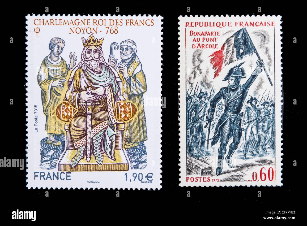 Frankreich, Paris, Briefmarke, Karl der große und Napoleon Stockfoto