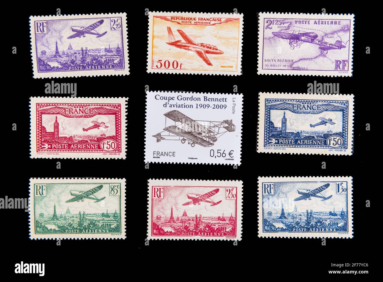 Frankreich, Paris, Briefmarken, berühmte Flugzeuge Stockfoto