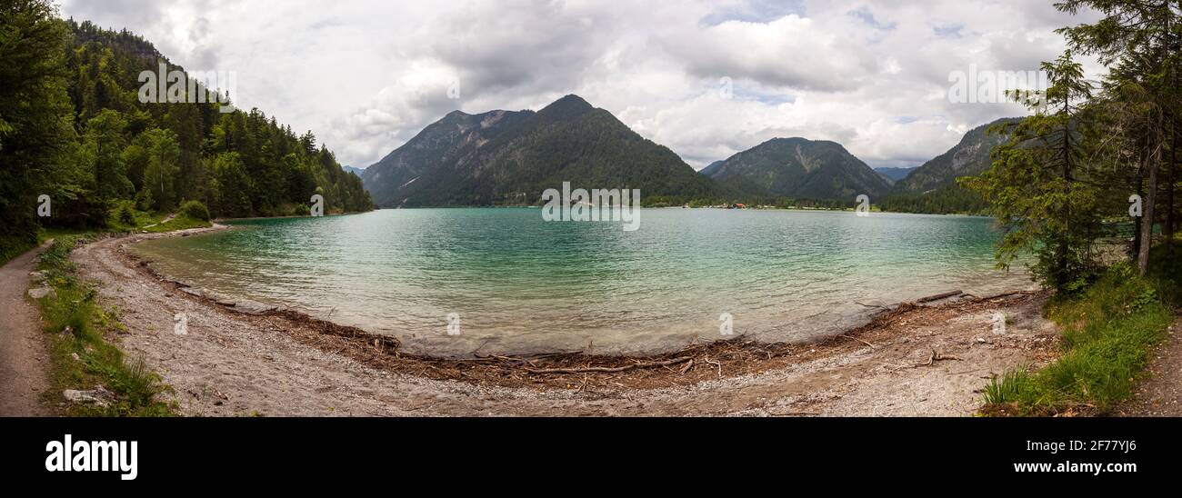 Panorama des berühmten Plansees in Tirol, Österreich im Sommer Stockfoto