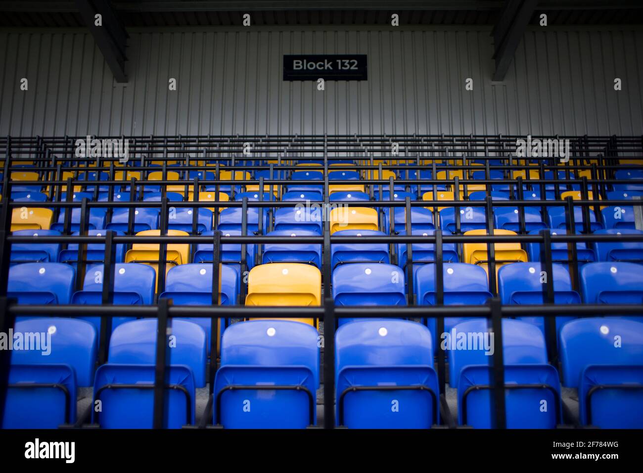 LONDON, GROSSBRITANNIEN. 5. APRIL: Plough Lane im Rahmen des Sky Bet League 1-Spiels zwischen AFC Wimbledon und Fleetwood Town in Plough Lane, Wimbledon, London am Montag, 5. April 2021. (Quelle: Federico Maranesi) Quelle: MI News & Sport /Alamy Live News Stockfoto