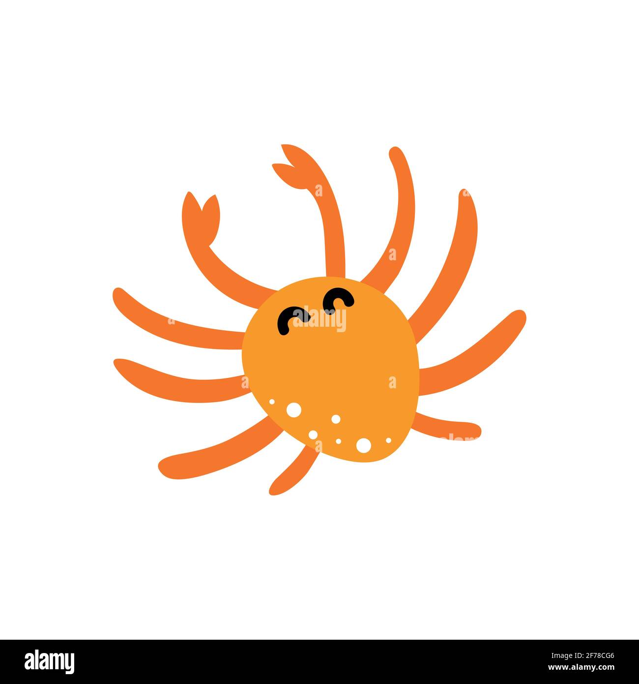 Vektor-Illustration von niedlichen flachen Krabbe. Isoliert auf transparentem Hintergrund. Stock Vektor