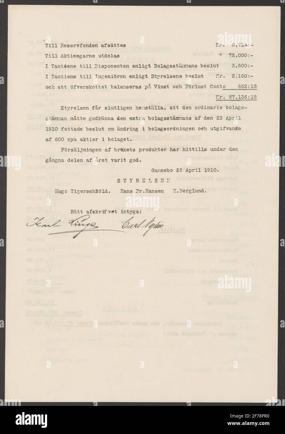 Gunnebo Brokology.ur Carl Sahlin Mountain History Collection. Stockfoto