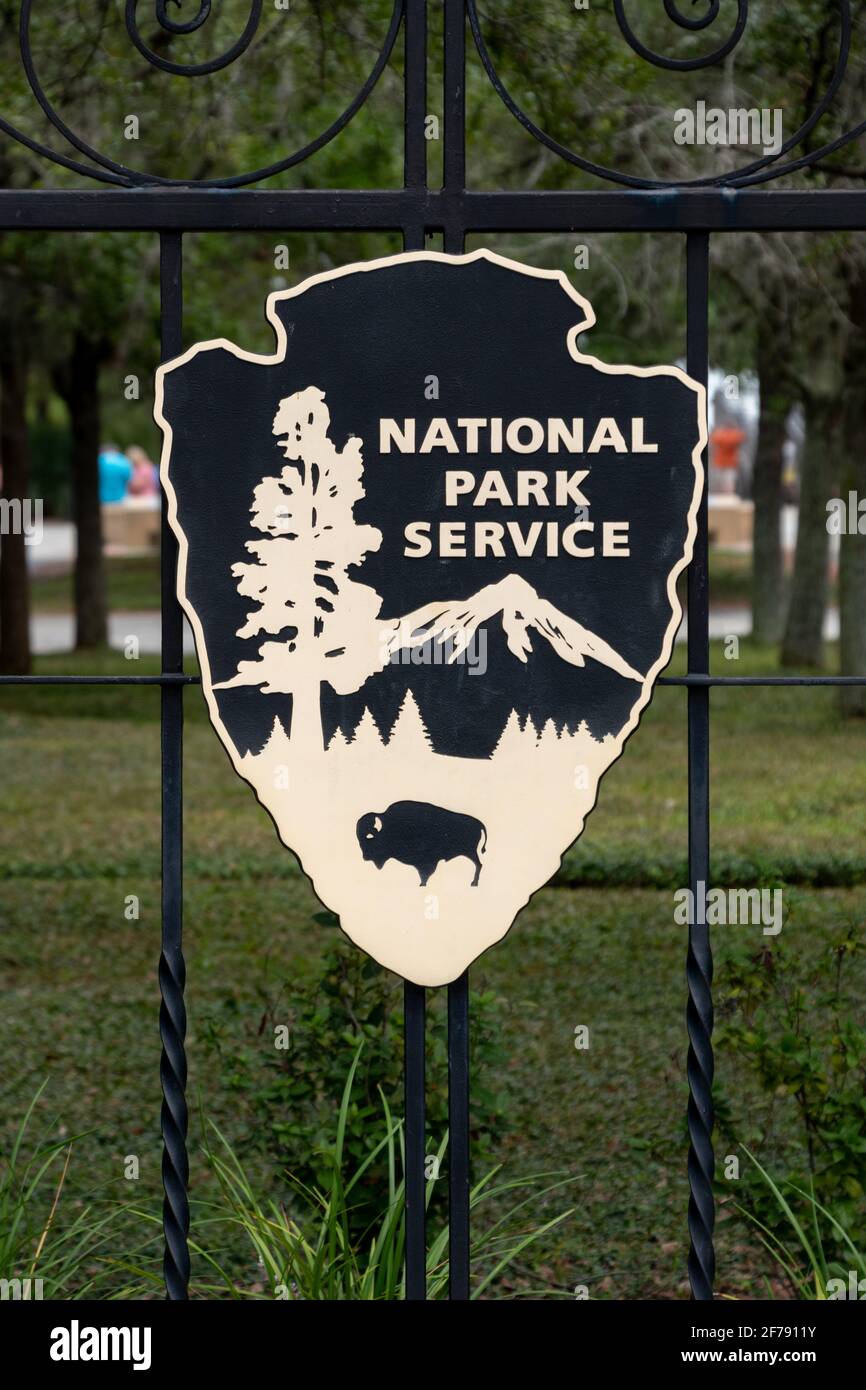 Das Schild des National Park Service Stockfoto