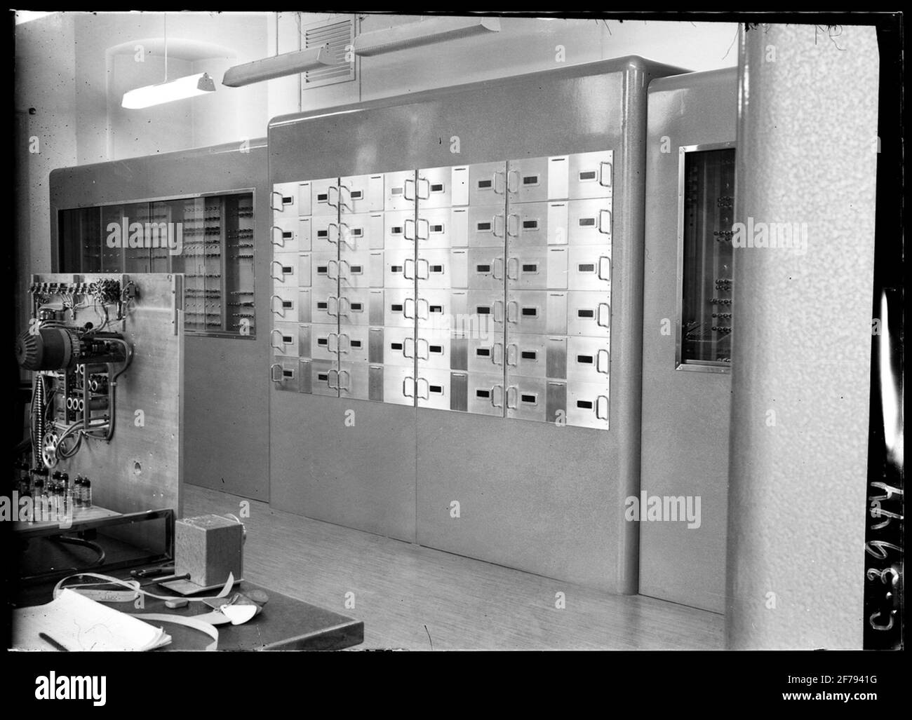 Dokumentation der Installation der Mathematikmaschine Beam auf der Drottninggatan, Stockholm. Das Hauptfeld. Stockfoto