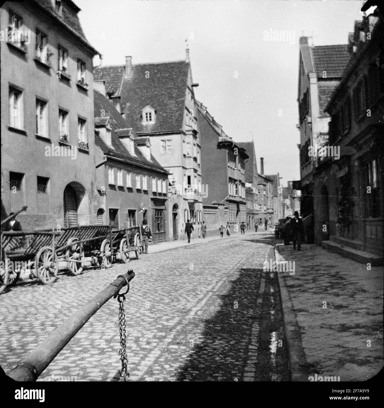Skioppty-Bild mit Motiven aus Augsburg.das Bild wurde in Karton mit der Aufschrift Augsburg 1901 gespeichert. 13 Stockfoto