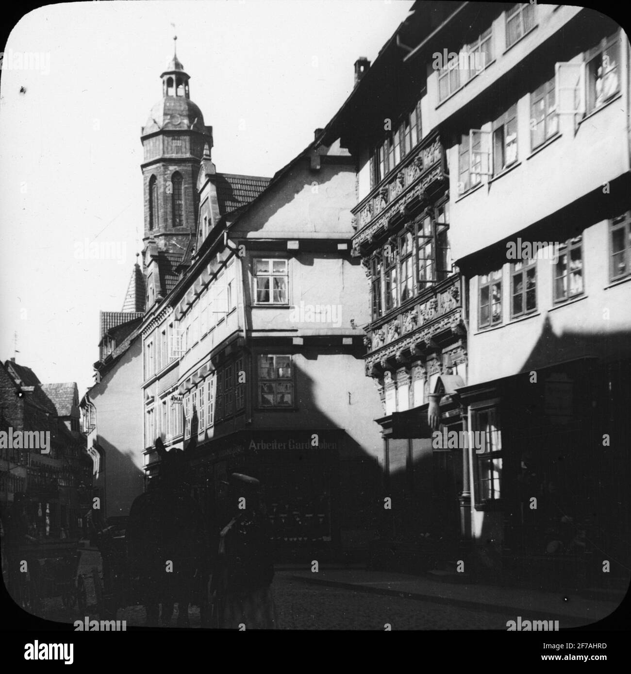 Skioptisches Bild mit Motiven aus einbeck.das Bild wurde in Karton mit der Aufschrift Spring Trip 1909 gespeichert. Einbeck 5. Rottleberode 1. Stolberg 1. VIII Stockfoto