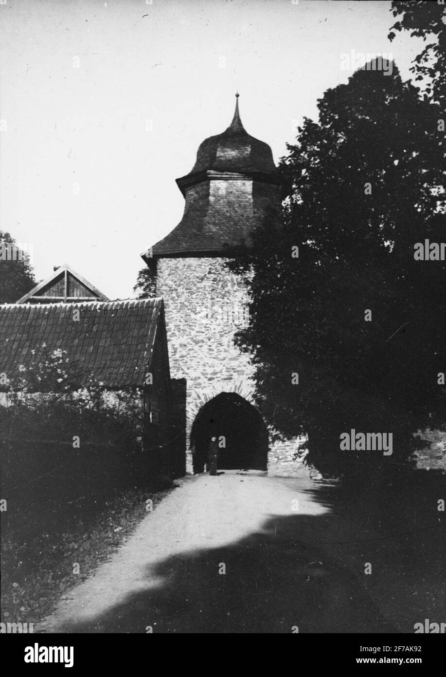 Skiopty-Ikone mit Motiven aus dem Archport im Stadtzentrum von Stolberg.das Bild wurde in Karton mit der Aufschrift Spring Trip 1909 gespeichert. Stolberg 8. X. Bildtext: 'Stolberg im Harz'. Stockfoto