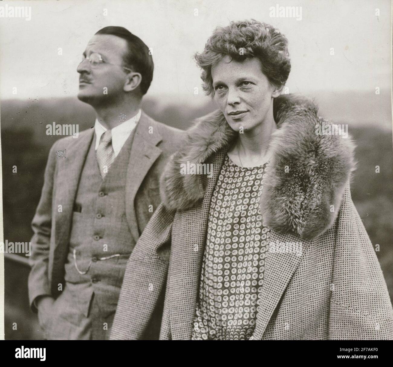 Amélia Earhart, erster weiblicher Soloflug über den Atlantik. Hier mit ihrem Ehepartner, dem Buchverlag Putman. Stockfoto