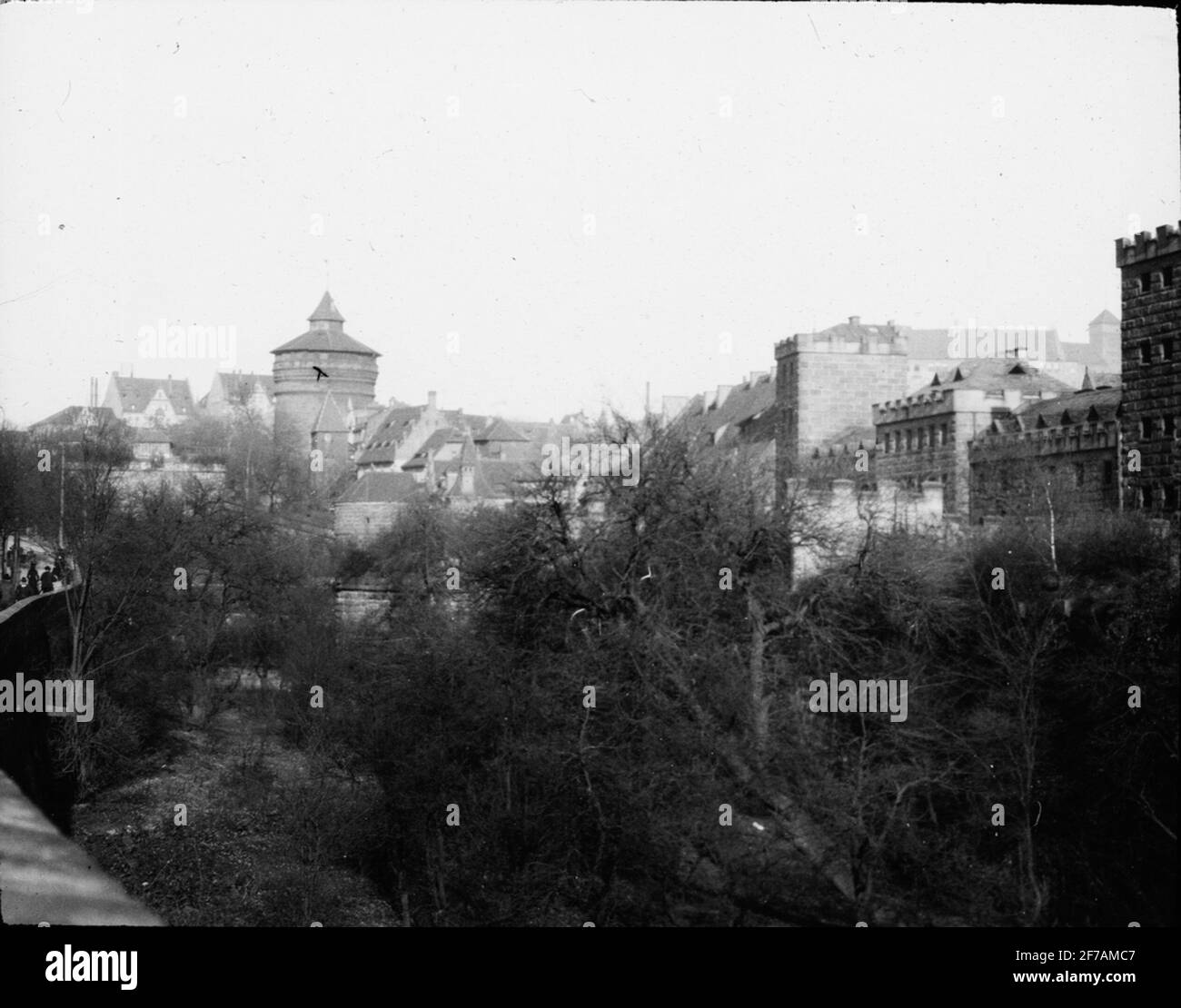Skioptik-Ikone mit Motiven aus dem Blick auf Nürnberg. Das Bild wurde in Karton mit der Aufschrift: Nürnberg gespeichert. X. Stockfoto