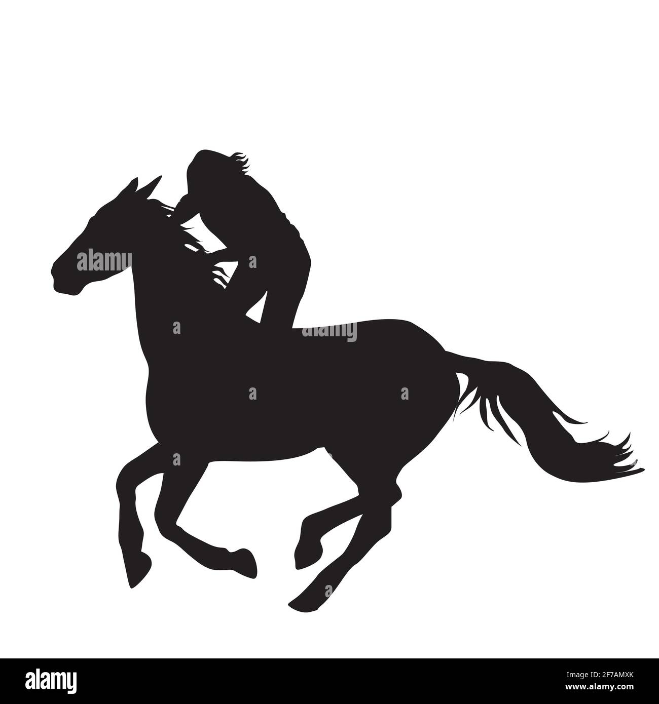 Silhouette von Pferd Reiter galoppieren. Stock Vektor