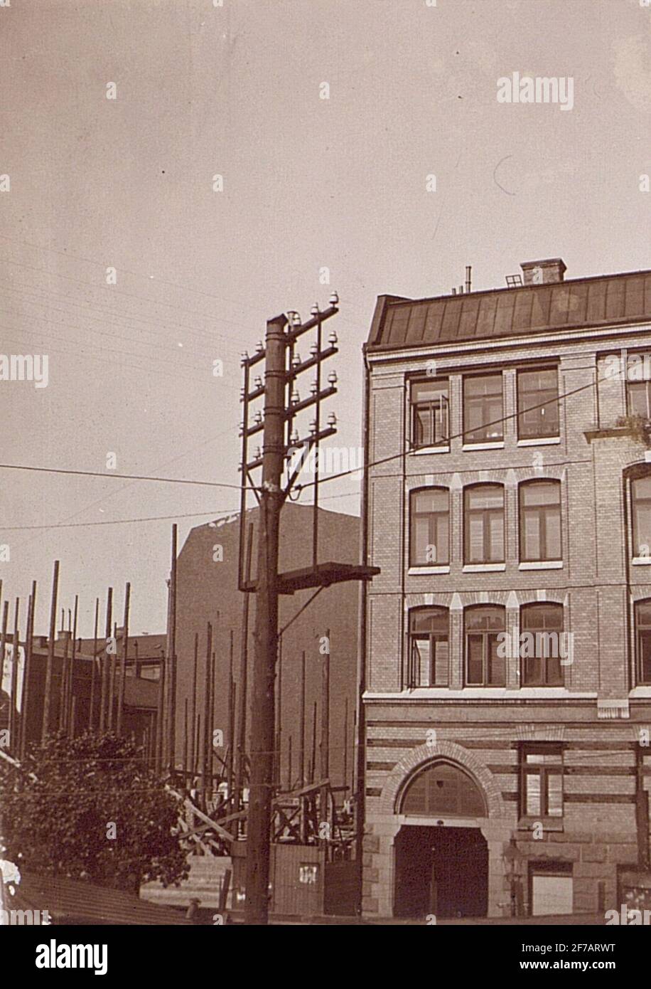 Telefonnetze. Die Jahrhundertwende 1900. Motiv unbekannt. Stockfoto