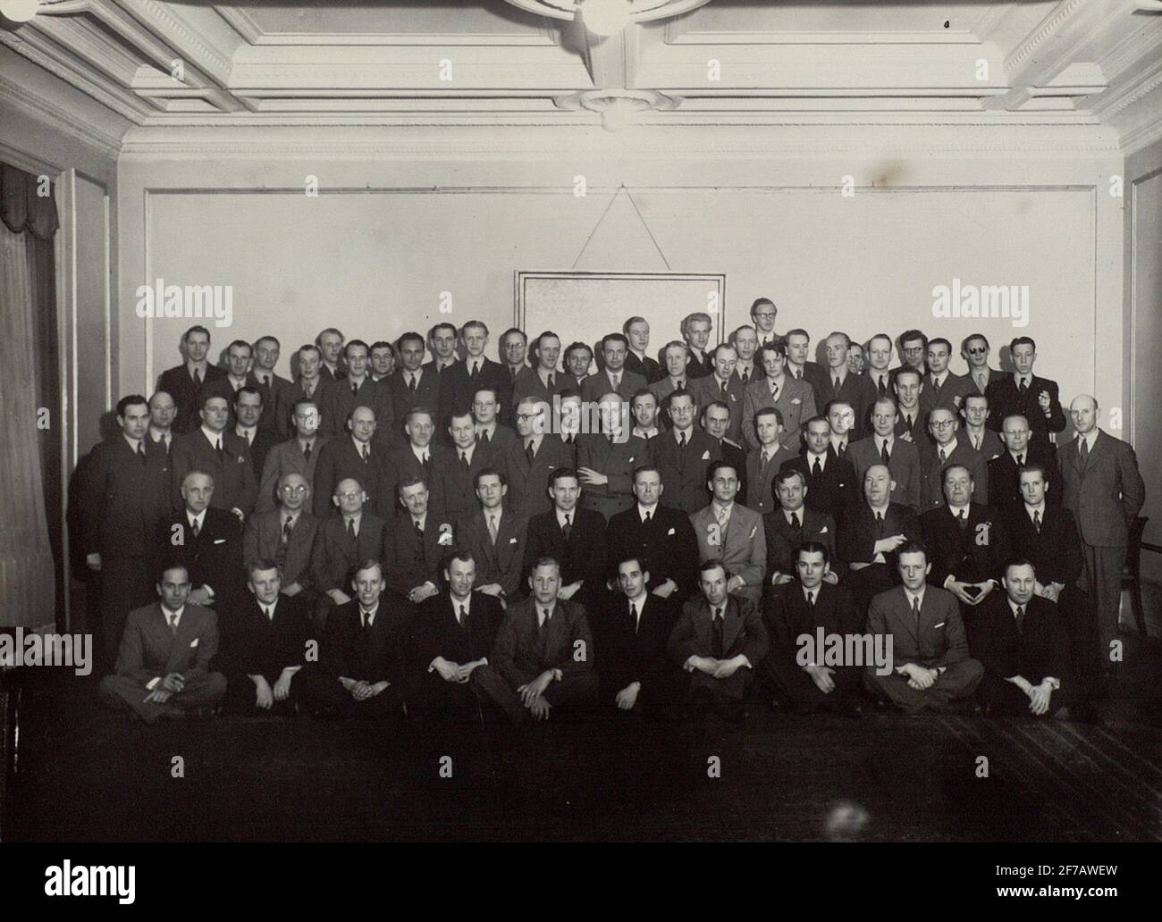 Der technische offizielle Verband des Telegraphen 20-jähriges Bestehen d. 15.5.1943 an der Piperaka-Wand. Stockfoto