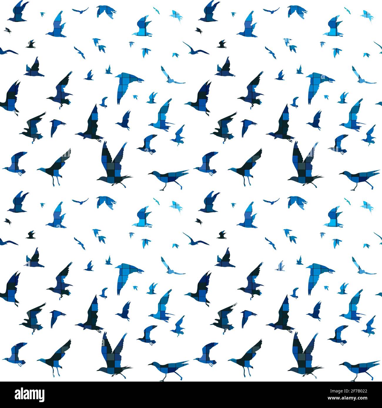 Vögel mit blauem Mosaik-Fliesenmuster Stock Vektor