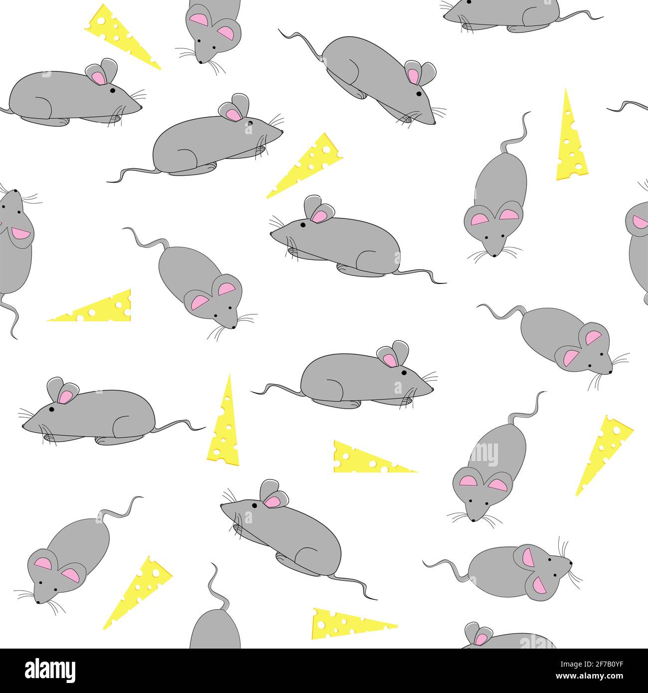 Graue Cartoon Mäuse mit Käsestücken Stock Vektor