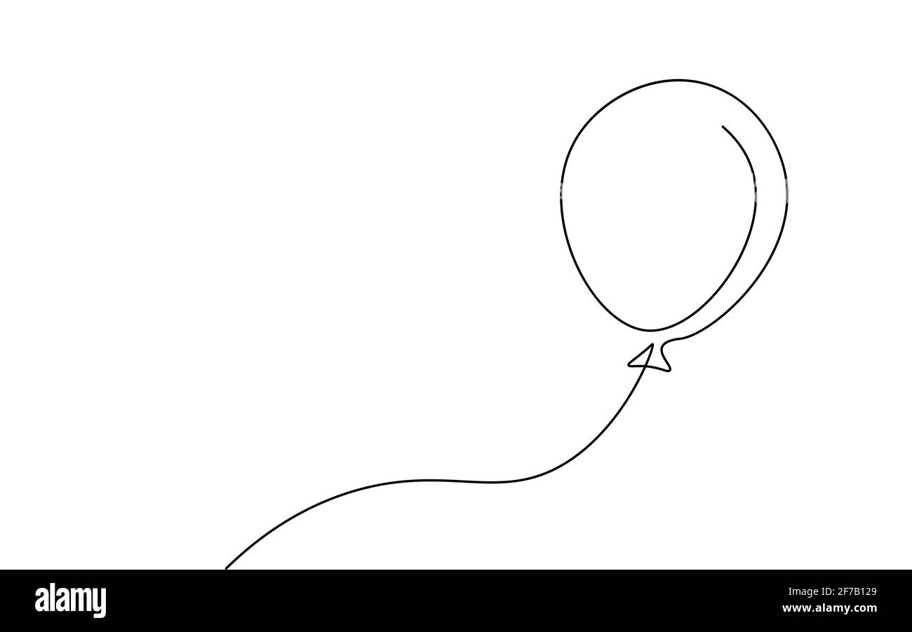 Ein kontinuierlicher Linienkunstballon. Festtage festliches Geschenk Geschenkkonzept. Geburtstag Party Dekoration Helium Ballon Silhouette Design. Eine Skizze Stock Vektor