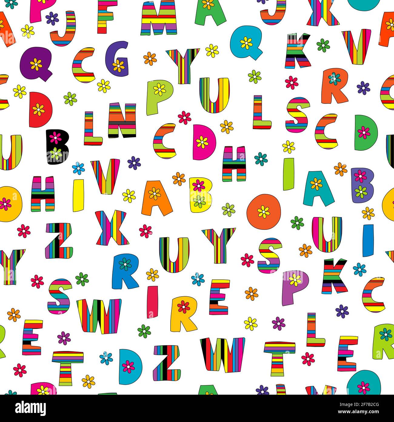 Niedliche bunte nahtlose mit englischen Alphabet Stock Vektor