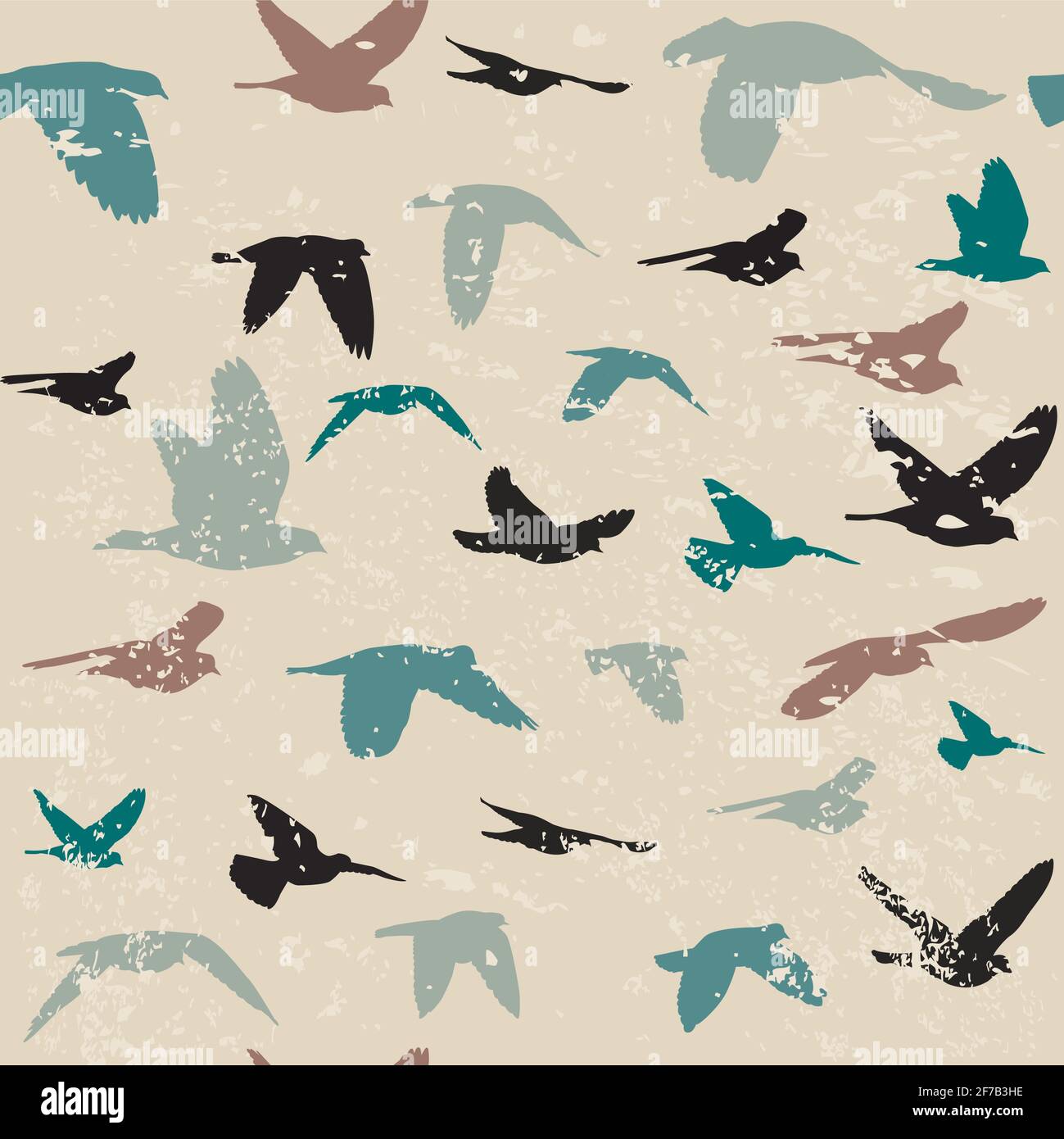 Vintage grunge Hintergrund mit Silhouetten von Vögeln Stock Vektor