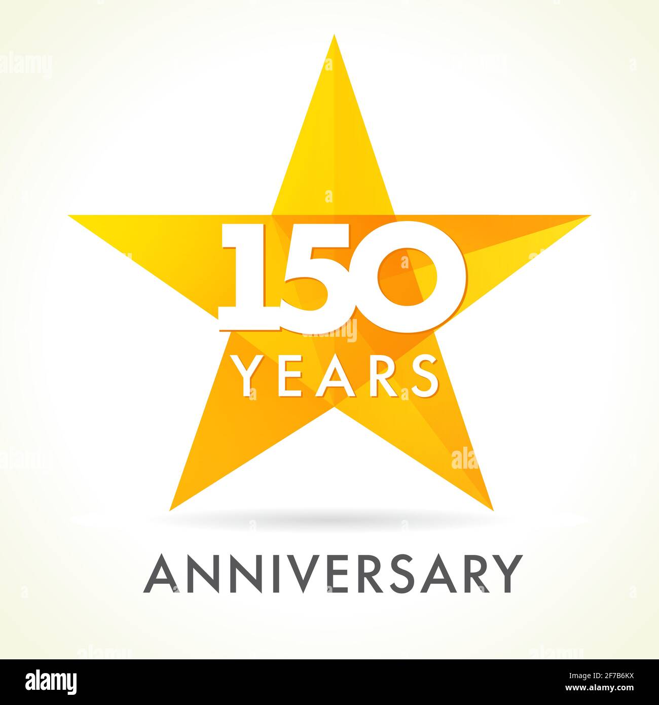 Sternform Logo 150 Jahre. Buntglas Gold farbigen Luxus-Logo Konzept der #1 Gewinner, isoliert Zahlen Emblem. Hundertfünfzig Kre Stock Vektor