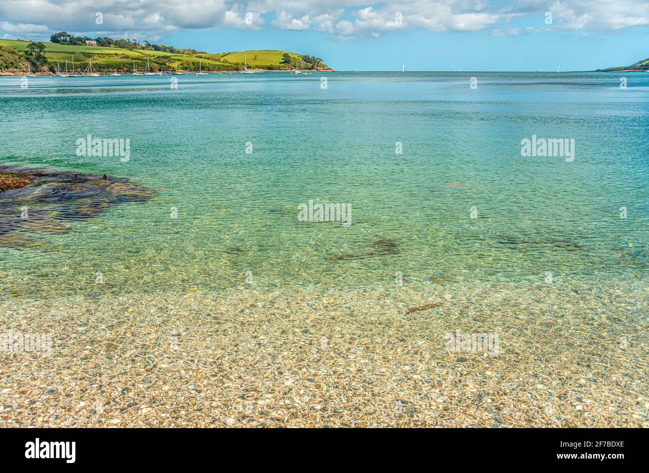 Küstenlinie am Polgwidden Cove Beach von Trebah Garden, Cornwall, England, Großbritannien Stockfoto