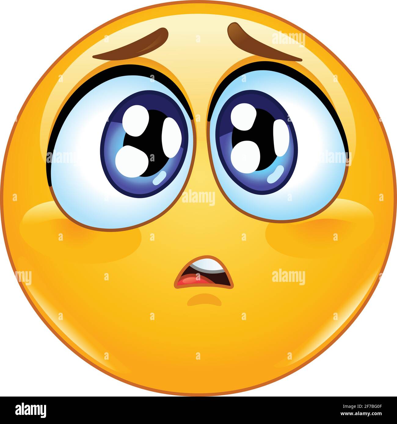 Emoji-Emoticon mit einem traurigen oder besorgten Ausdruck. Stock Vektor