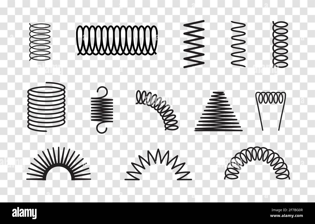 Metallfedersatz Spiralspule flexibles Symbol. Drahtelastik oder Stahlfeder Sprungdruck Objekt Design Stock Vektor