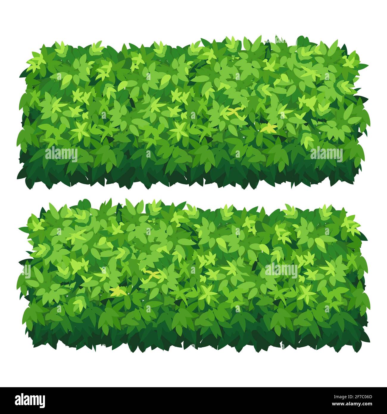 Vector Gartenbusch isolierte Strauchhecke. Grüner Busch Cartoon Gras Strauchwerk. Stock Vektor