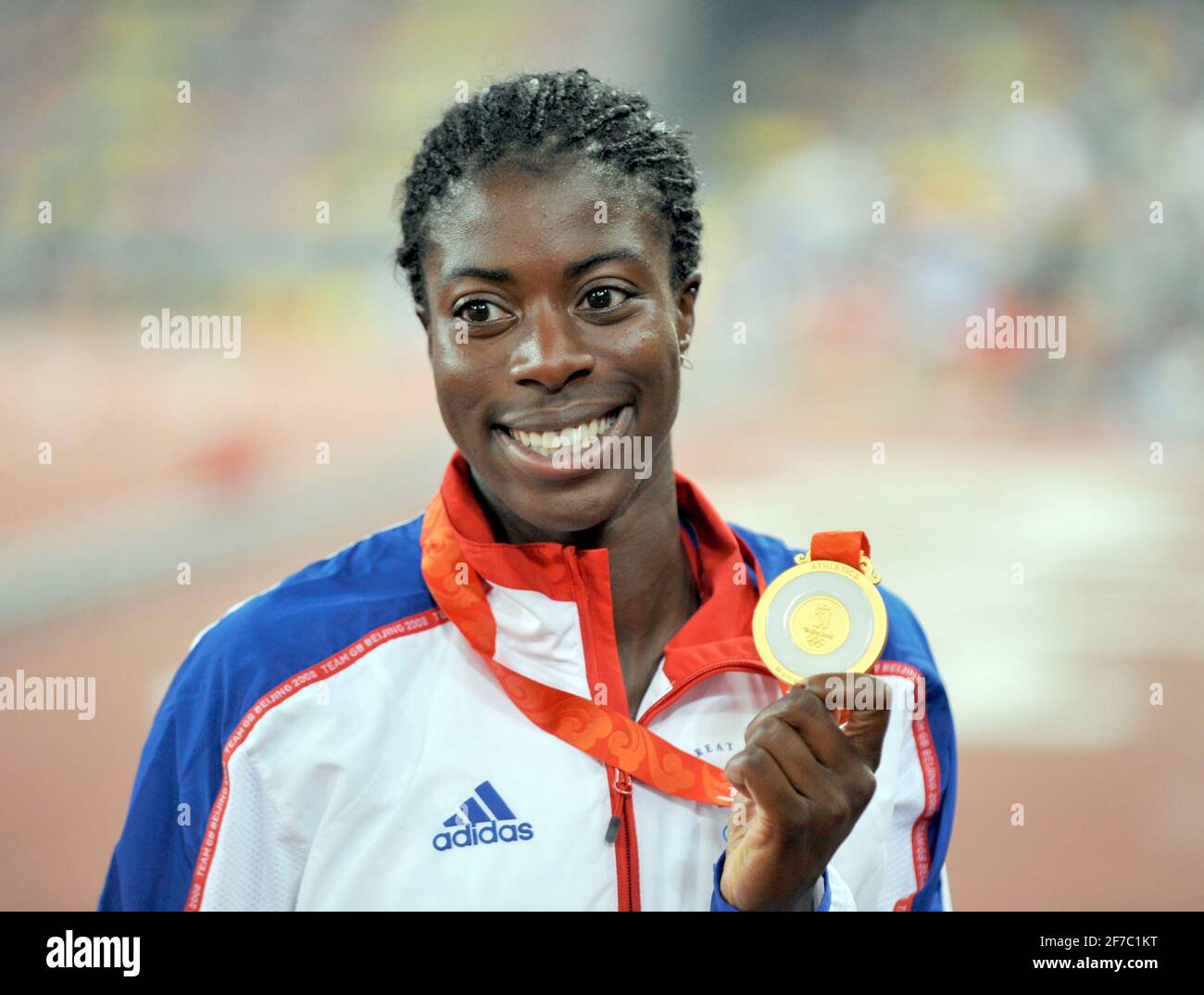 OLYMPISCHE SPIELE PEKING 2008. 11th TAG 19/8/08. WOMAN'S S 400M FINALE CHRISTINE OHURUOGU GEWINNT GOLD. BILD DAVID ASHDOWN Stockfoto