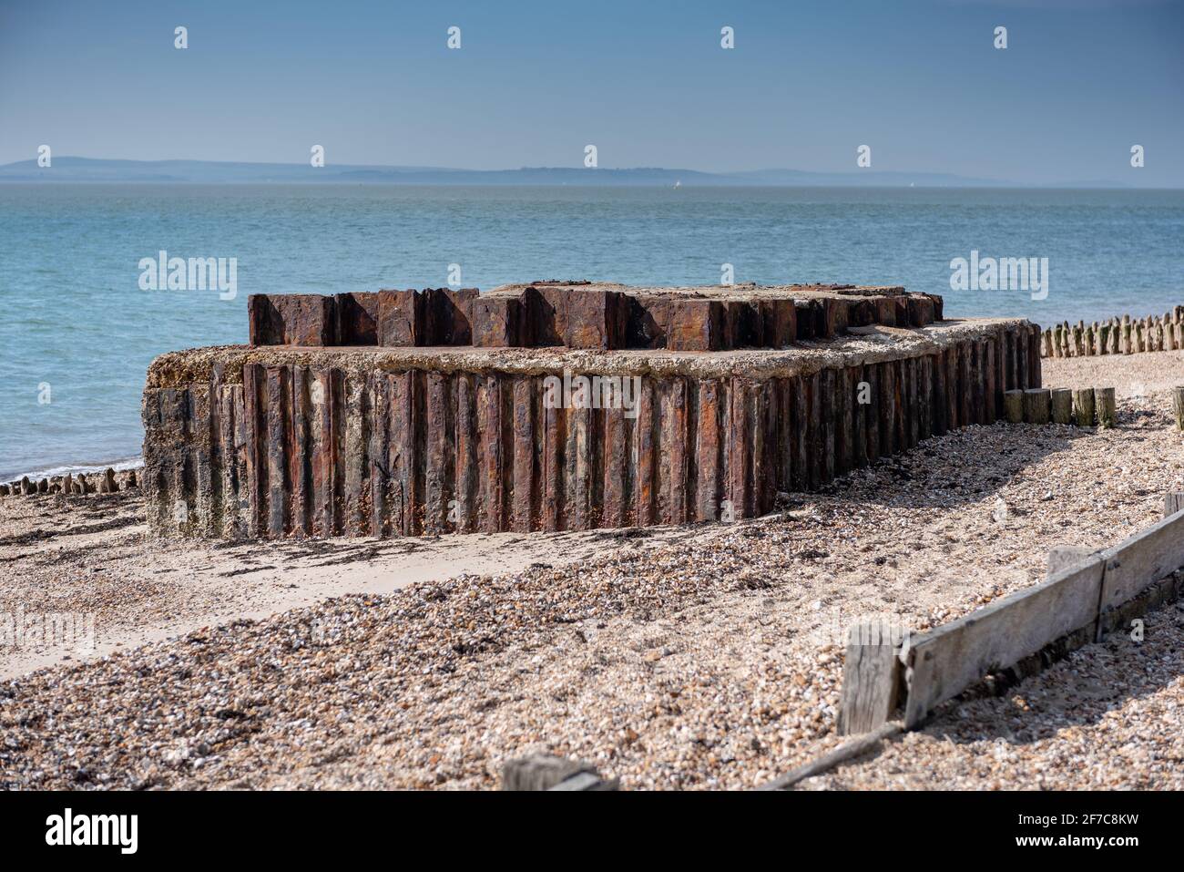 ww2 Bunker Küstenverteidigung in Lepe Hampshire Stockfoto