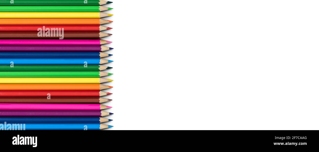 Farbstifte auf weißem Hintergrund. Stockfoto