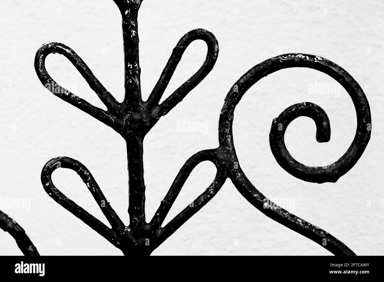 Schmiedeeisen, Spirale, Form, Pflanze, Zeichnung, schwarz, weiß, Kunst, Kunstwerk, Hintergrund Stockfoto
