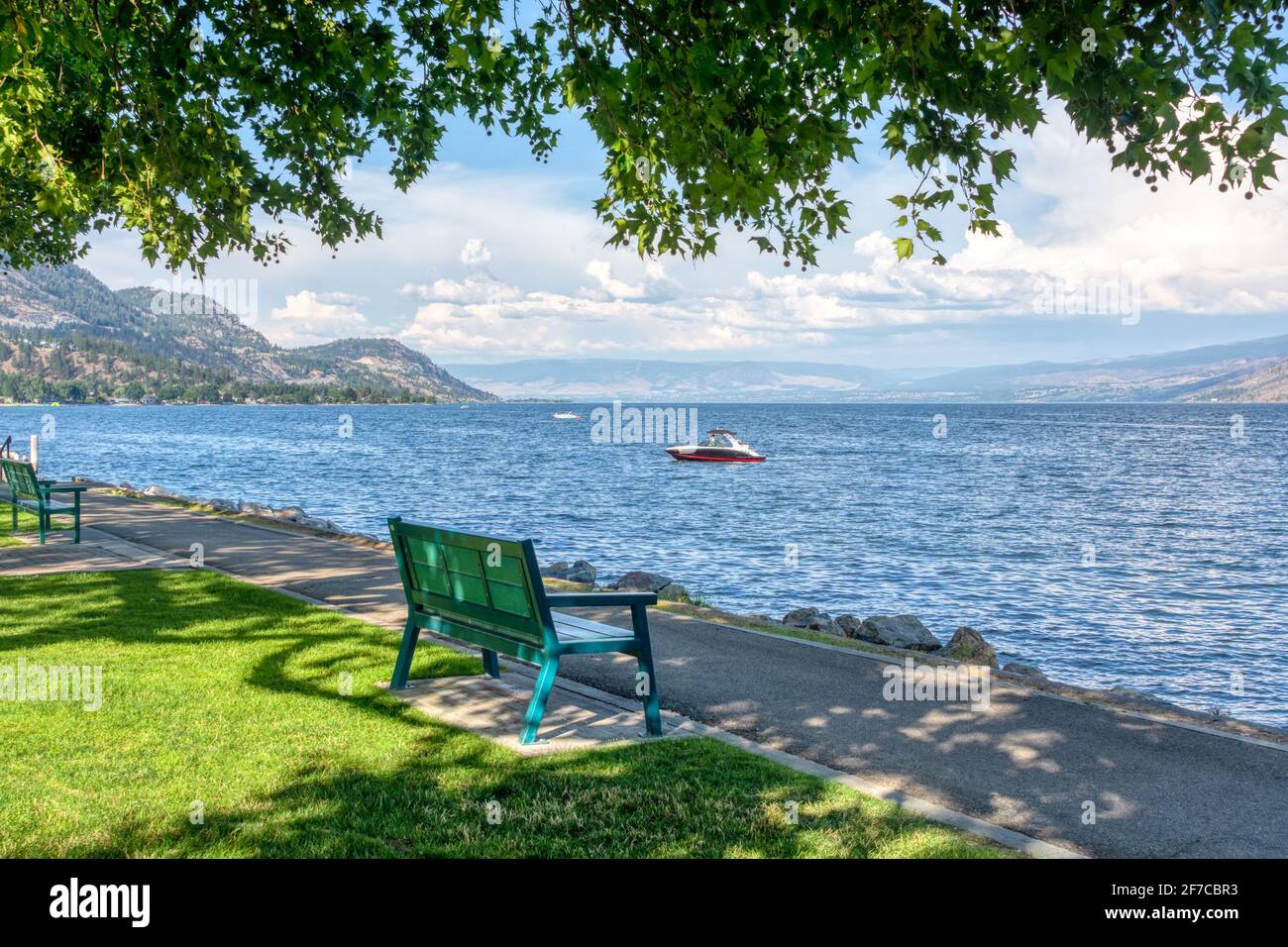 Erholungsgebiet an einem Uferweg am Okanagan See Stockfoto