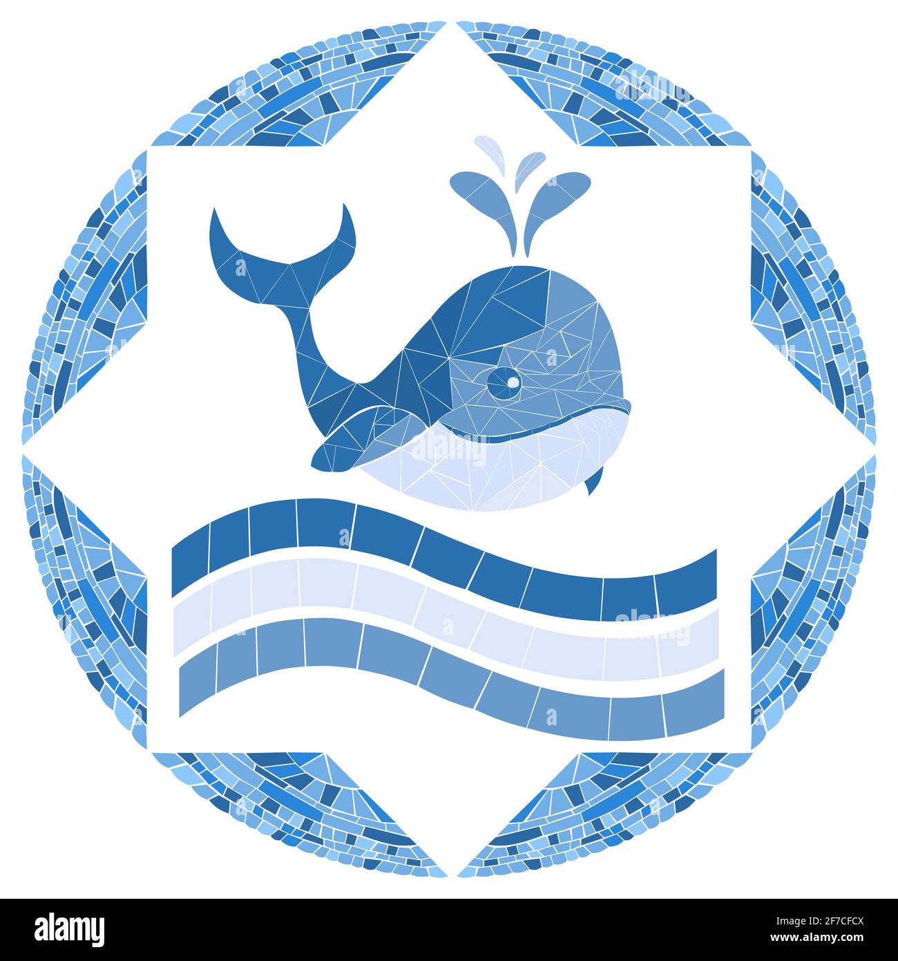 Mosaikwal. Vektor-Illustration für Schwimmbad oder Bad-Design. Bild für Emblem. Isoliert auf weißem Hintergrund Stock Vektor