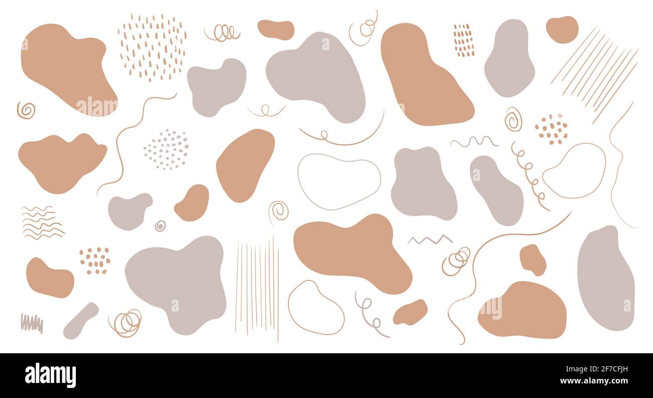 Organische Formen, Punkte, Linien. Vektor-Set von trendigen abstrakten handgezeichneten Elementen für grafisches Design Stock Vektor