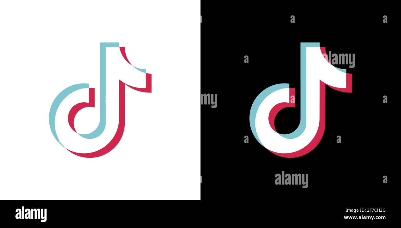 TIK-Tok-Symbol. Soziale Medien. TIK Tok-Logo-Design. Vektordarstellung isoliert auf weißem und schwarzem Hintergrund. Stock Vektor