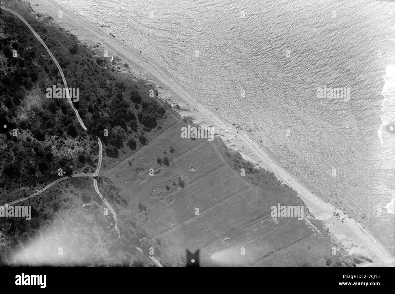 Luftaufnahmen von Panzern im Gelände auf Gotland, 1944 Luftaufnahmen von Panzern im Gelände auf Gotland, 1944. Stockfoto