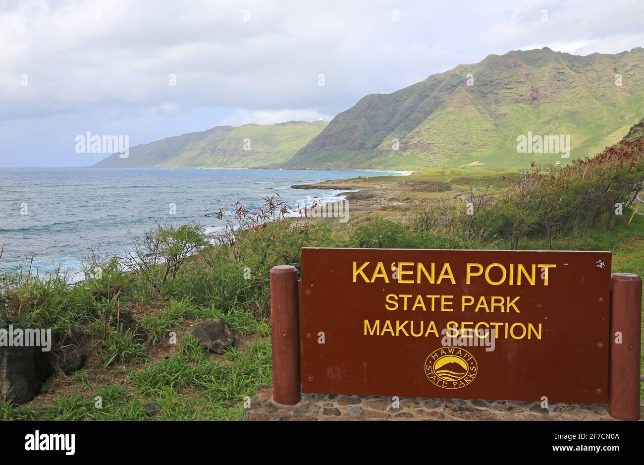 Eingang - Kaena Point State Park, Oahu, Hawaii Stockfoto
