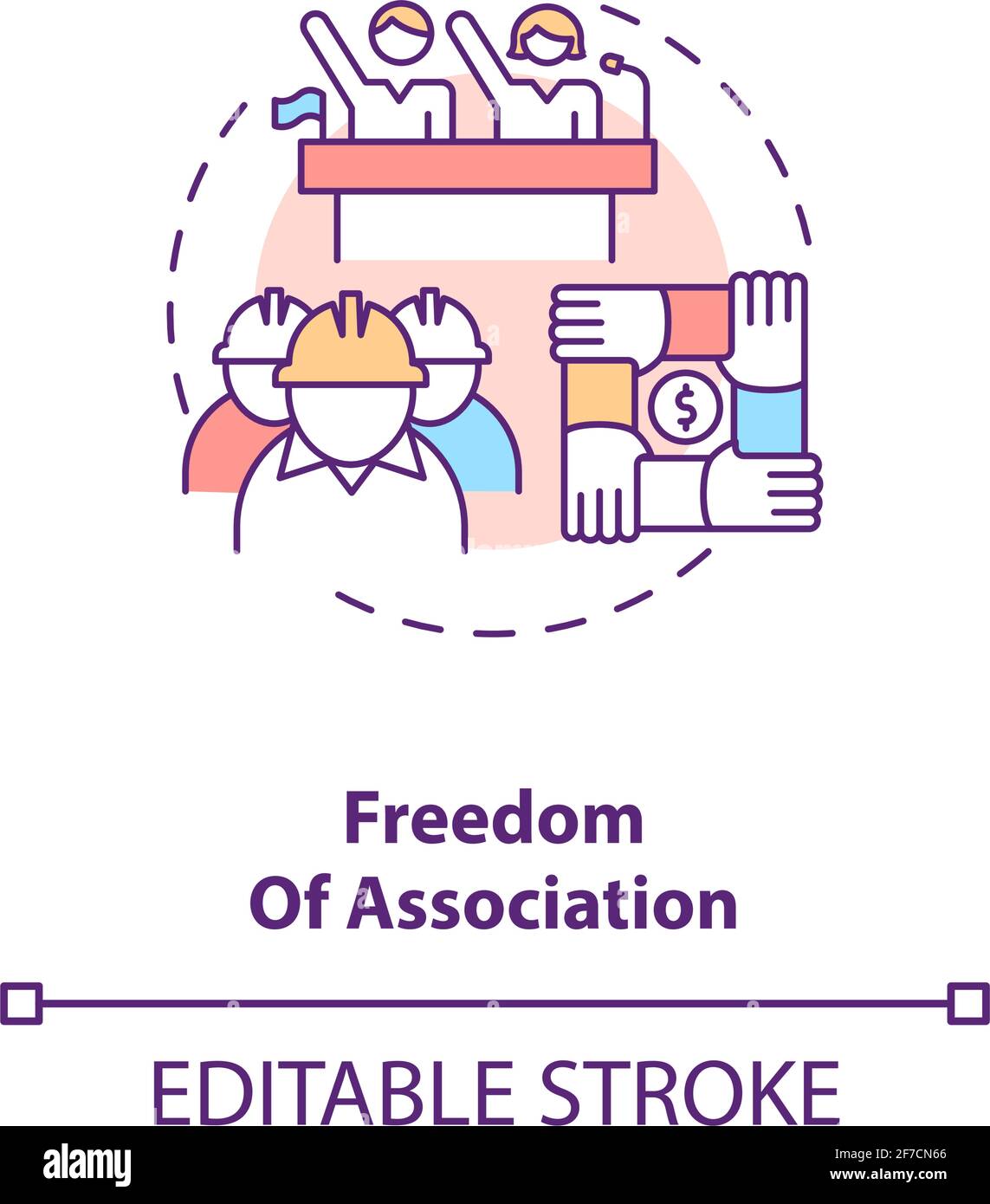 Symbol für das Konzept der Vereinigungsfreiheit Stock Vektor