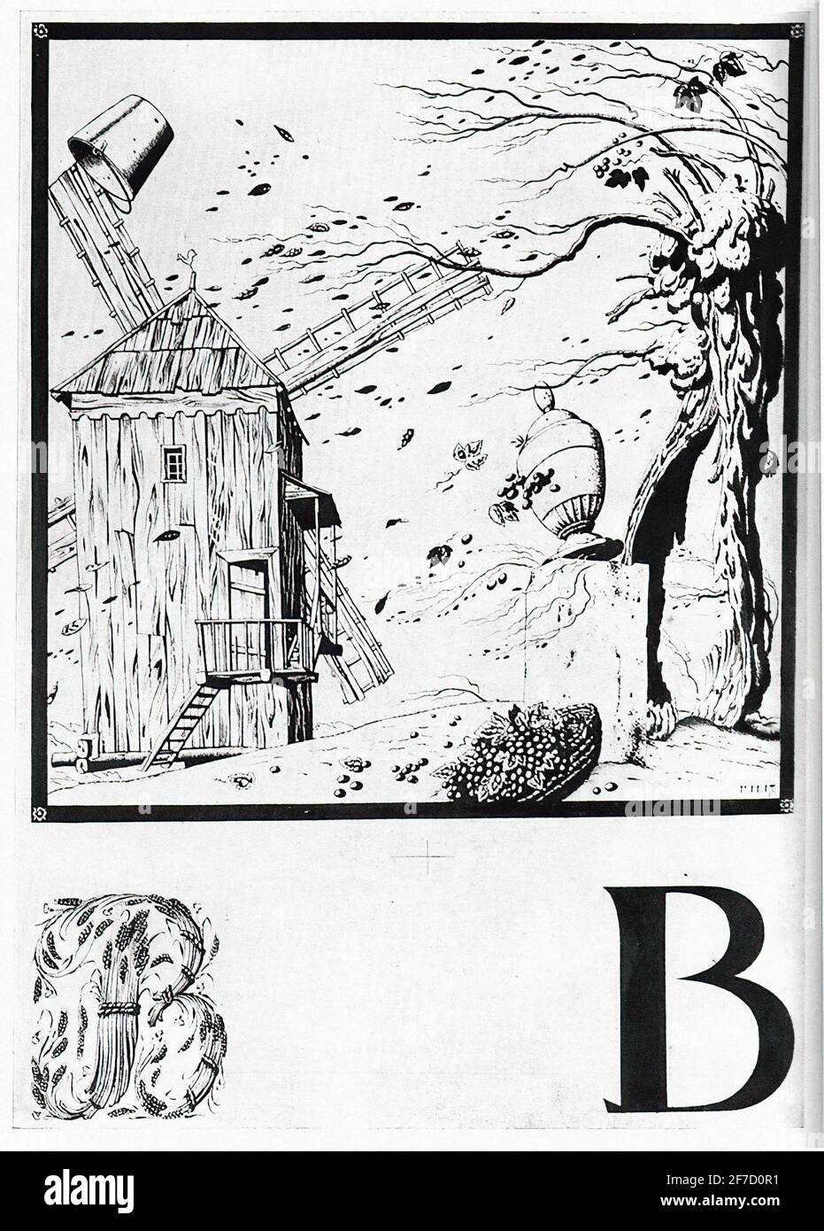 Gueorgui Narbout - Blatt V Album Ukrainisches Alphabet 1917 Stockfoto