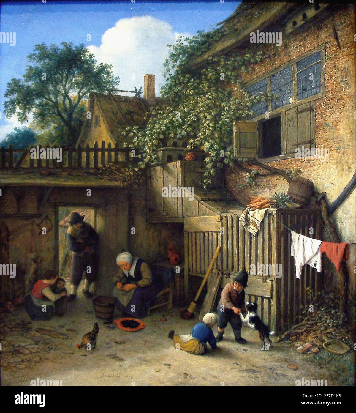 Adriaen Van Ostade - Cottage Dooryard 1673 Stockfoto