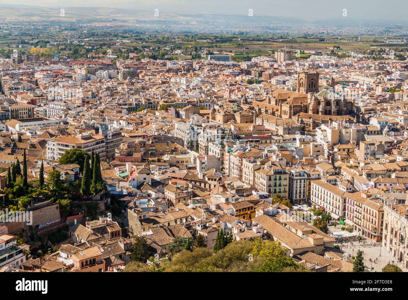 Luftaufnahme von Granada von der Festung Alhambra, Spanien Stockfoto