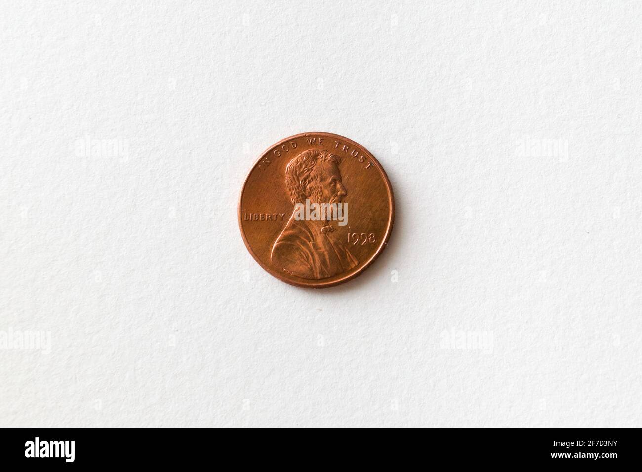 Eine US-Dollar-Cent-Münze mit dem Bild von Abraham Lincoln. Stockfoto