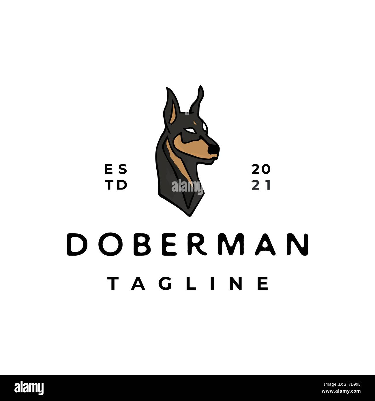Vintage Dobermann Pinscher Logo Design Vektor Illustration Stock Vektor