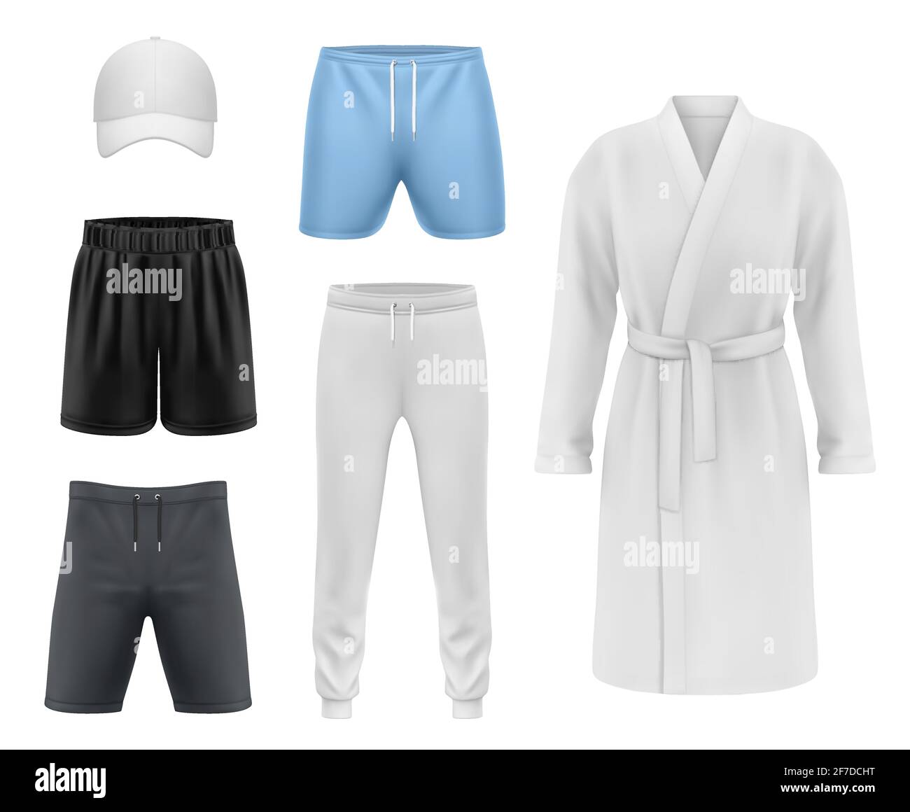 Herren Kleidung realistische Mockups, Sport Fitness Kleidung Stock Vektor