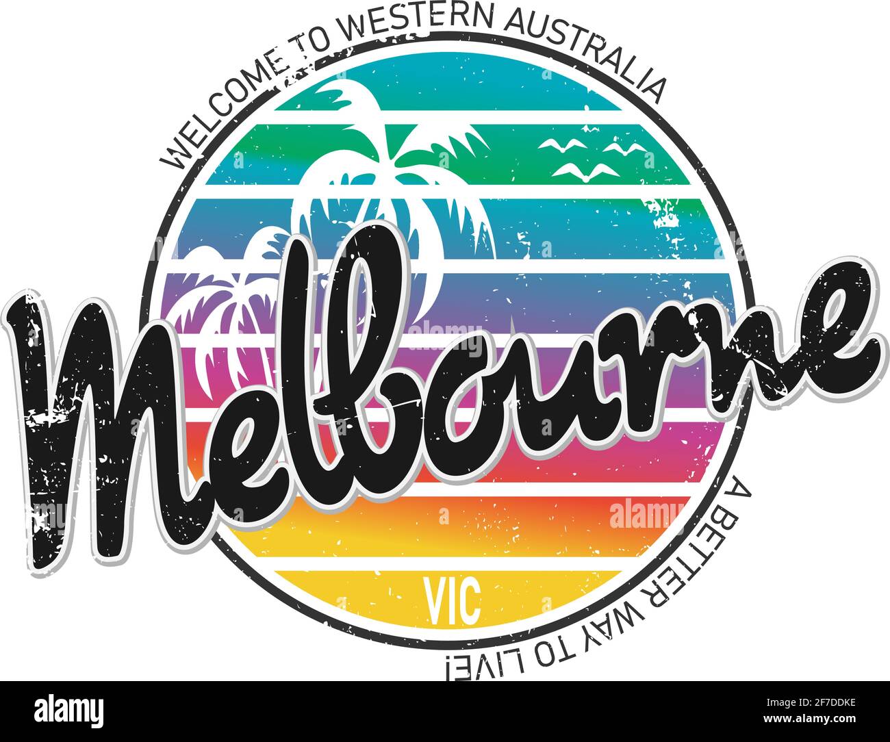 Melbourne, Phrase. Konzept des einfachen Textes für Typografie Poster, Sticker Design, Bekleidungsdruck, Grußkarte oder Postkarte. Grafischer Schriftzug isoliert auf Stock Vektor